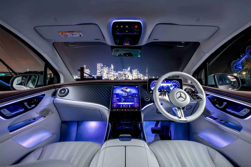 Mercedes-Benz EQE interior with ambient lighting
